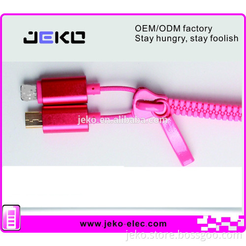 hot selling 80cm 2 in 1 zipper USB cable for Android & iphone 5/5s/6/6plus